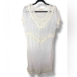 Cream | White Crochet Swim Cover-Up‎ Dress Sz EU 46